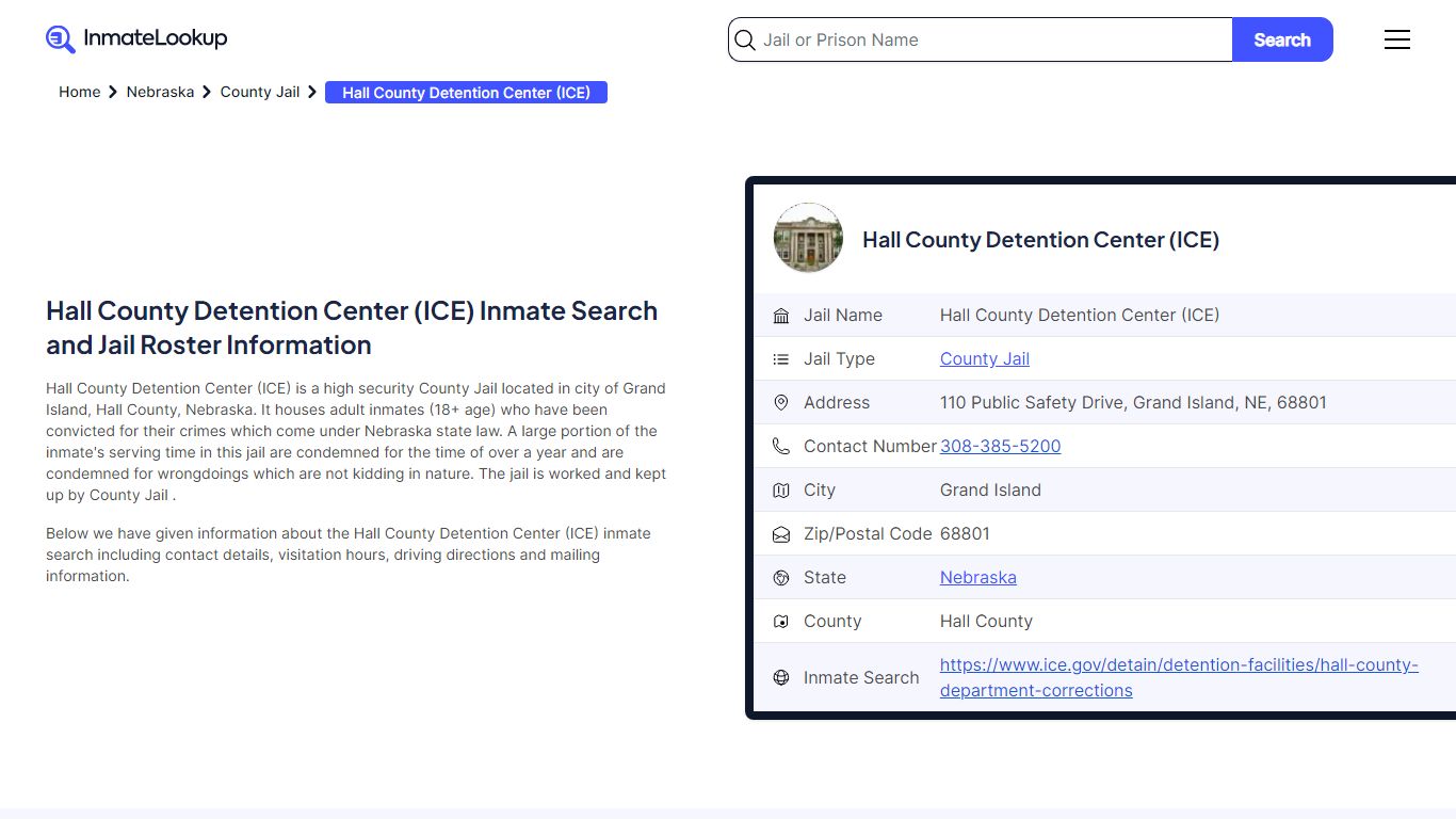 Hall County Detention Center (ICE) Inmate Search - Grand Island ...