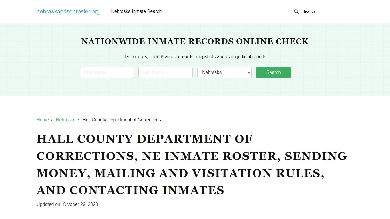 Hall County Department of Corrections, NE: Offender Search, Visitations ...
